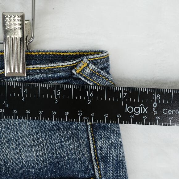 Vigoss Jeans Womens 9 Blue Straight Stretch Denim Mid Rise Contrast Stitch Y2K - Picture 8 of 11